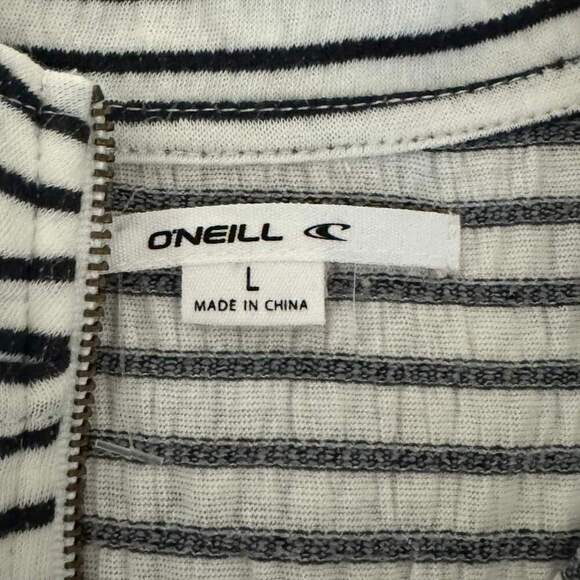 O'NEILL Slate Allina Stripe Zip Up Tank Top Top Navy Skimmer Cropped NWT Large - Picture 9 of 9